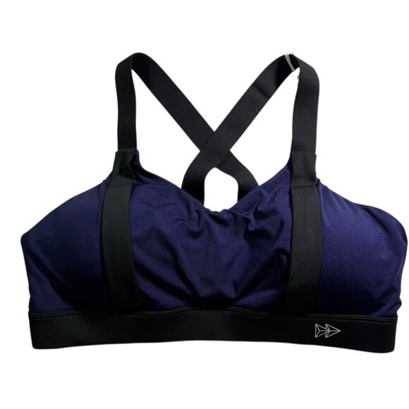 Yvette Sports Bra 40 (D-F),High Impact Crossback, Padded | Midnight Blue NWT - Picture 14 of 14